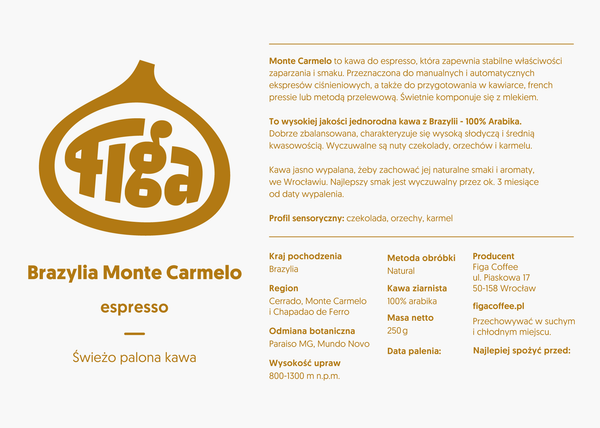 Figa - Brazylia Monte Carmelo - espresso - kawa ziarnista 250g - Sklep.Kawa.pl