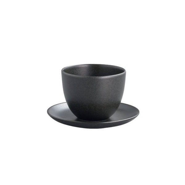 Kinto - Pebble Cup & Saucer Black - czarka z podstawką do herbaty 180ml - Sklep.Kawa.pl