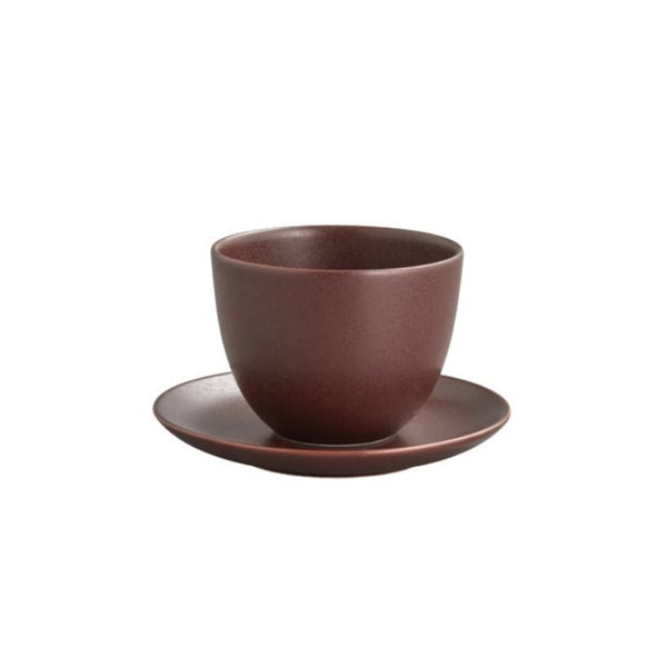 Kinto - Pebble Cup & Saucer Brown - czarka z podstawką do herbaty 180ml - Sklep.Kawa.pl